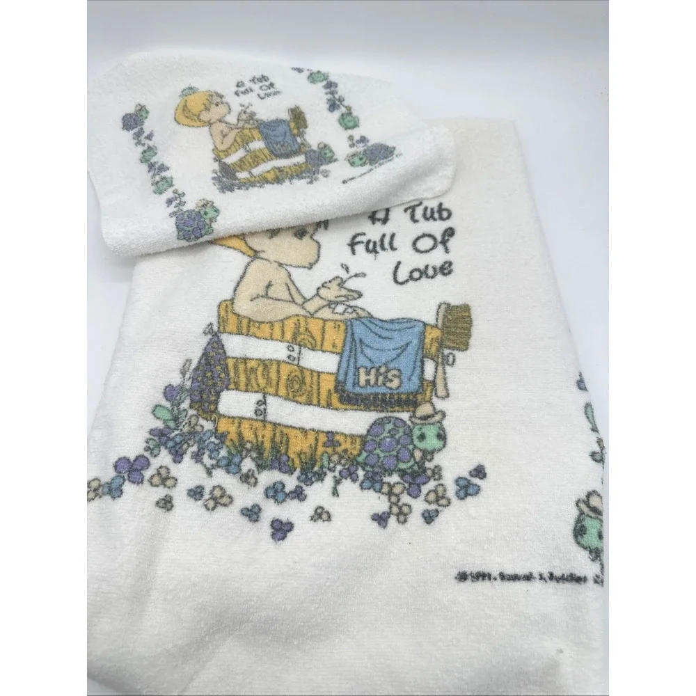 Vintage Precious Moments Bath Towel And Wash Cloth 